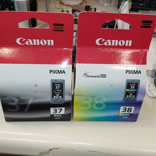 Canon ink cartridges 37 and 38, pack of 2, sealed
