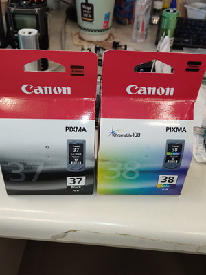 Canon ink cartridges 37 and 38, pack of 2, sealed