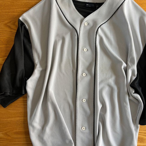 ASOS Design Baseball Jersey Shirt 2XL, grey and black mesh