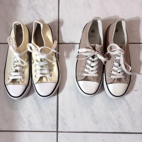 Canvas shoes used, size 37, pack of 2, yellow and beige