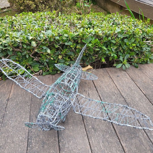 Handmade Industrial Wire Airplane Sculpture like new