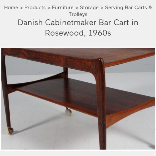 Danish Cabinetmaker Bar Cart like new, rosewood, 1960s