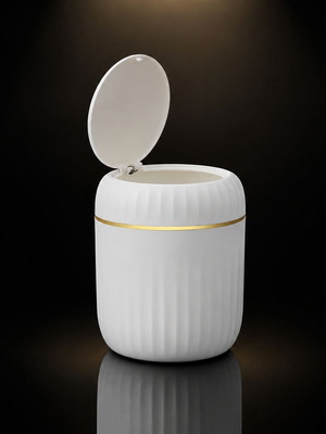 Office Trash Bin with Lid white, new