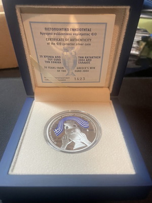 Silver commemorative coin 20 years from Euro 2004 win, new