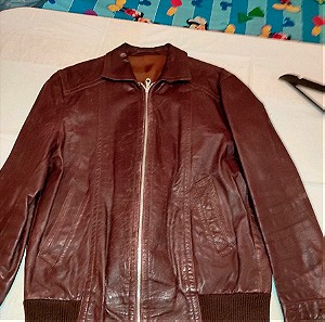 Δερμάτινο μπουφάν Marknzeichen Echtes leather Made in Germany καφέ χρώμα biker vintage No. 50