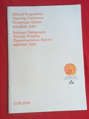 Opening Ceremony Programme Paralympic Games Athens 2004 like new