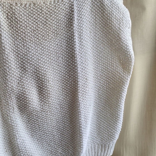 Hand Knitted Vintage 80s White Cotton Tank Top Vest like new