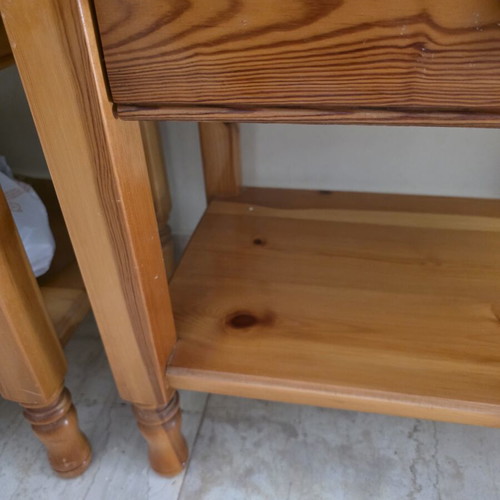 Nightstand made of Swedish wood like new with glass top protection