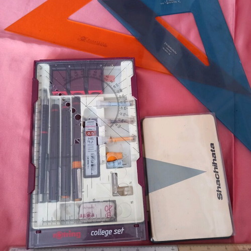 Rapidograph and ruler set like new, complete case