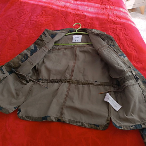 Military cotton mid-length jacket Pull & Bear like new, black and green