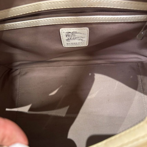 Burberry handbag used, leather and canvas, white-beige