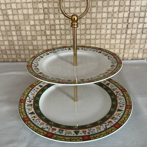 Christinholm Porcelain Christmas Two-Tier Serving Stand like new
