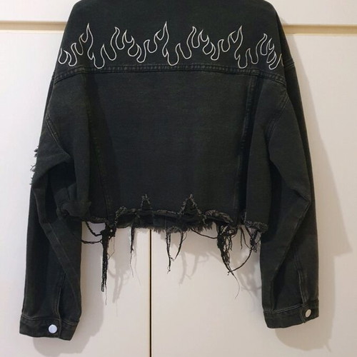 Denim jacket cropped Shein like new, black and grey, size L