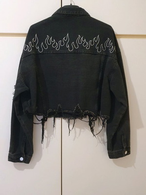 Denim jacket cropped Shein like new, black and grey, size L