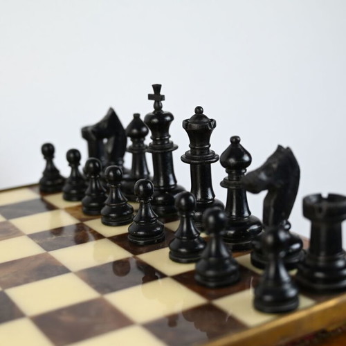 Chess set used, complete, 33 cm