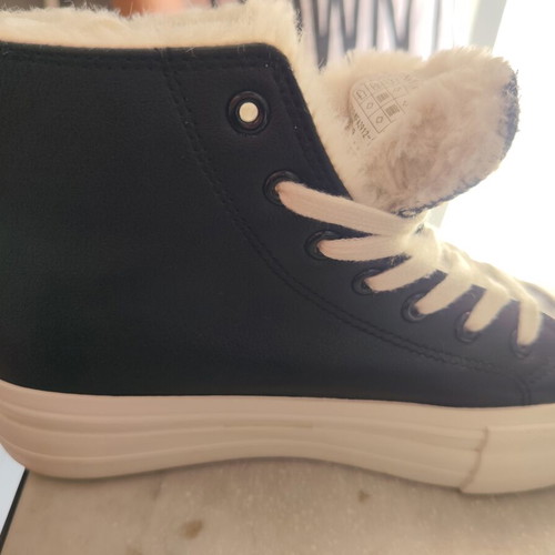 Jenny Fairy fur women's ankle boots, size 39, black and white