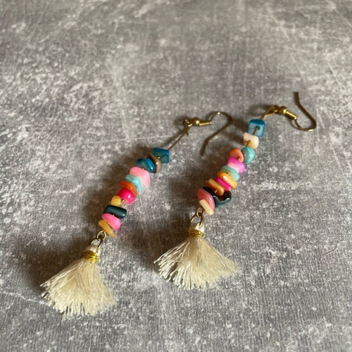 Colorful dangling earrings used
