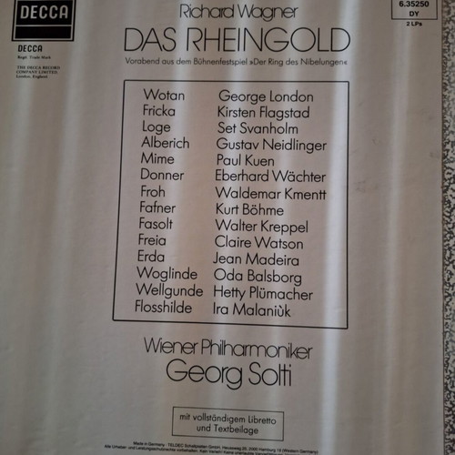 Vinyl set of Richard Wagner works conducted by Georg Solti like new