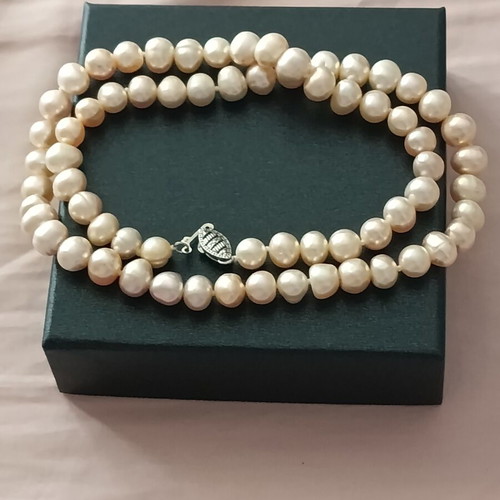 Gemma C Pearl Necklace New York with 925 Silver Clasp, New