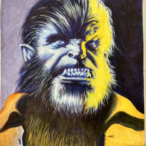 Wolfman portrait acrylic painting new
