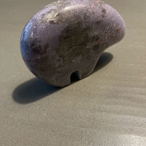Bear figurine from lepidolite with pink tourmaline new