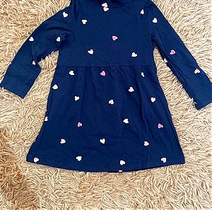 Βρεφικό παιδικο φόρεμα για κορίτσι H&M 2 ετών 92cm μπλε με καρδούλες