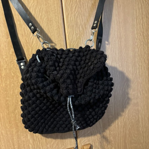Handmade black backpack used