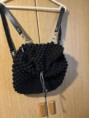 Handmade black backpack used