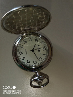 Scharz quartz pocket watch new with dual 12&24 hour display 4.6cm