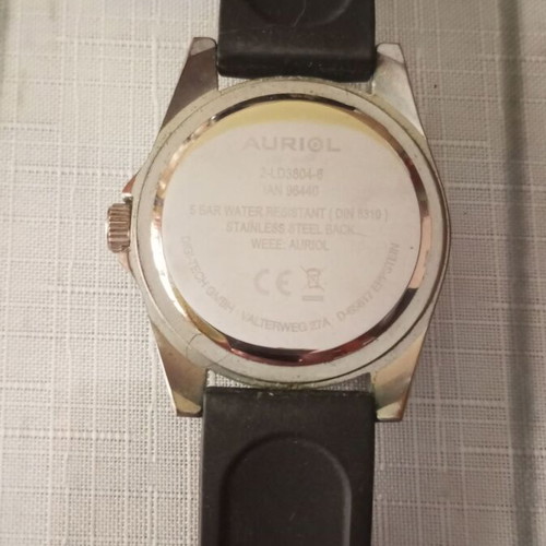 Auriol Quartz wristwatch used, waterproof, black, 35 mm