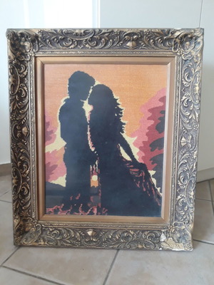 Collectible painting used with handmade gold-embroidered frame