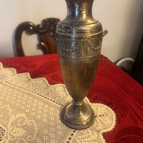 Large metal vase used, very old
