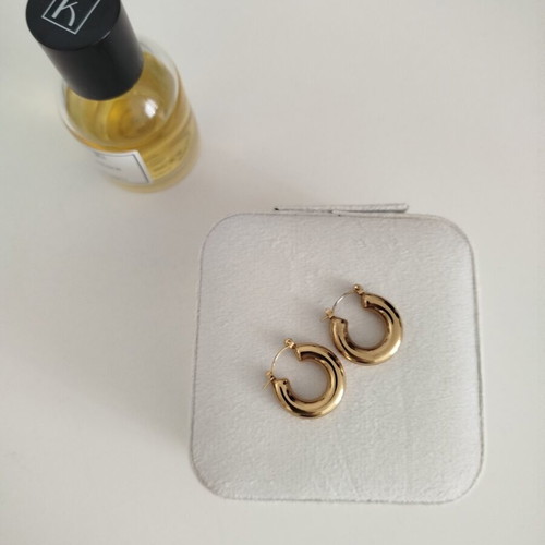 Chunky hoops earrings new, stainless steel, gold tone