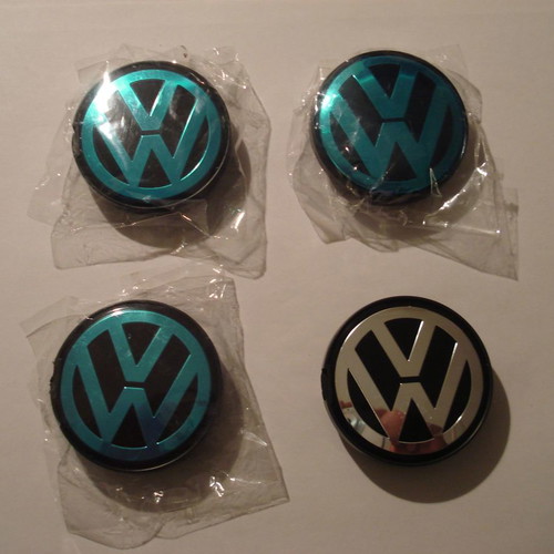 Wheel center caps silver/black, set of 4, 5.5cm