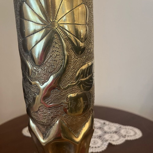 Artillery shell used decorative vase brass from World War II