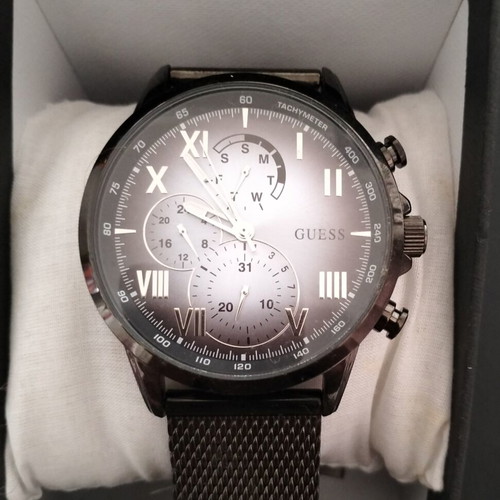 Guess Multifunction Black Stainless Steel Men's Watch Like New