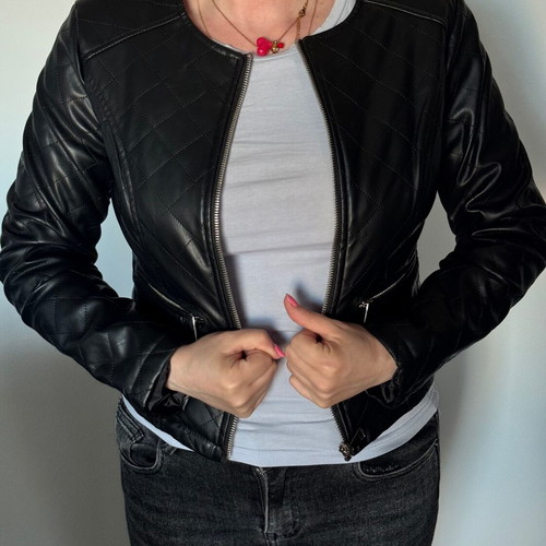 Faux leather jacket new, size Medium, black, slim fit