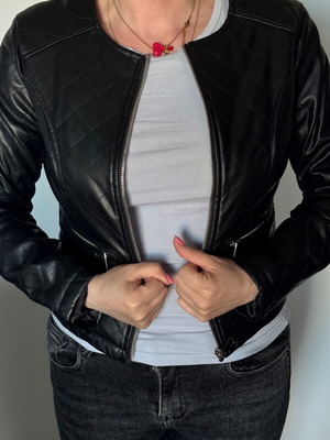 Faux leather jacket new, size Medium, black, slim fit
