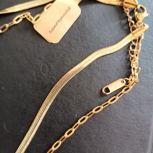 Double Necklace new, 18k gold plated stainless steel with turquoise stones