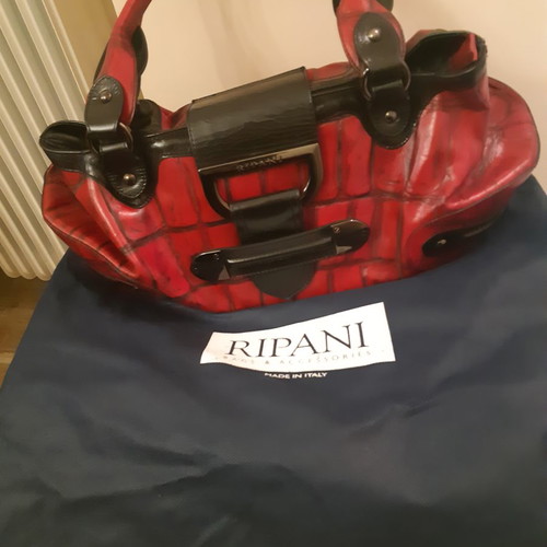 Ripani leather bag used, medium size, black and red two-tone