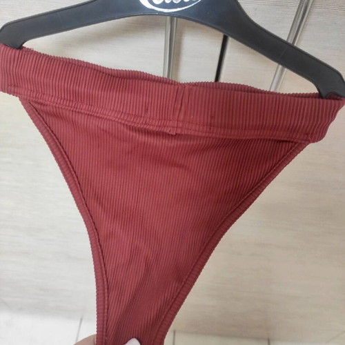 Decoro bikini set ribbed high waist swimwear new, wine red