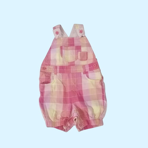 Baby summer romper pink and yellow plaid, like new