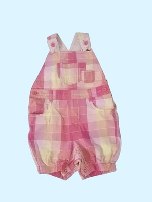 Baby summer romper pink and yellow plaid, like new