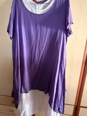 Double Linen Dress Made in Italy like new, one size up to 3XL, purple and white