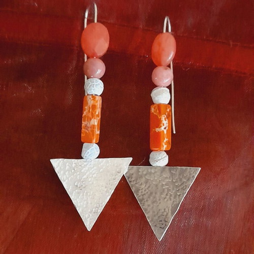Handmade silver earrings 925 with semi-precious stones, new