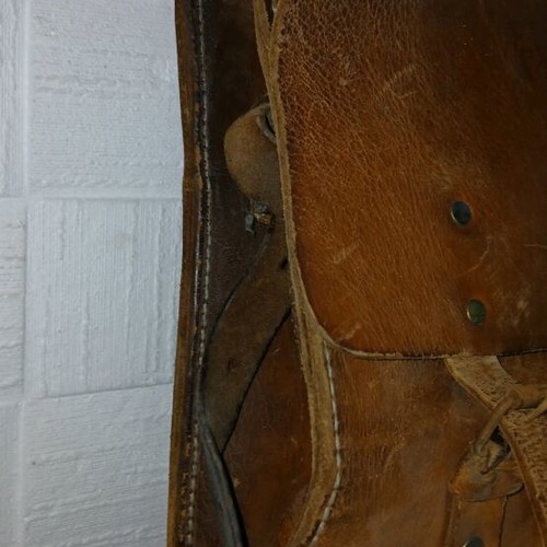 Vintage leather ELTA messenger bag used, 1970s, brown