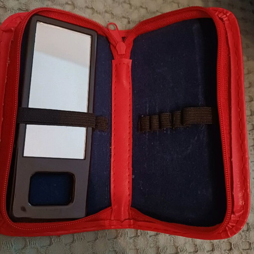 Makeup brush case with mirror unused