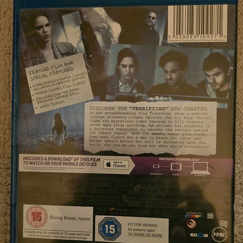 Rings Blu-Ray like new, thriller with subtitles