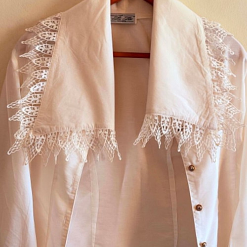 ZIC ZAC women's lace cotton shirt one size like new, white