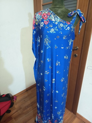 Summer dress long, new, Greek made, blue multicolor